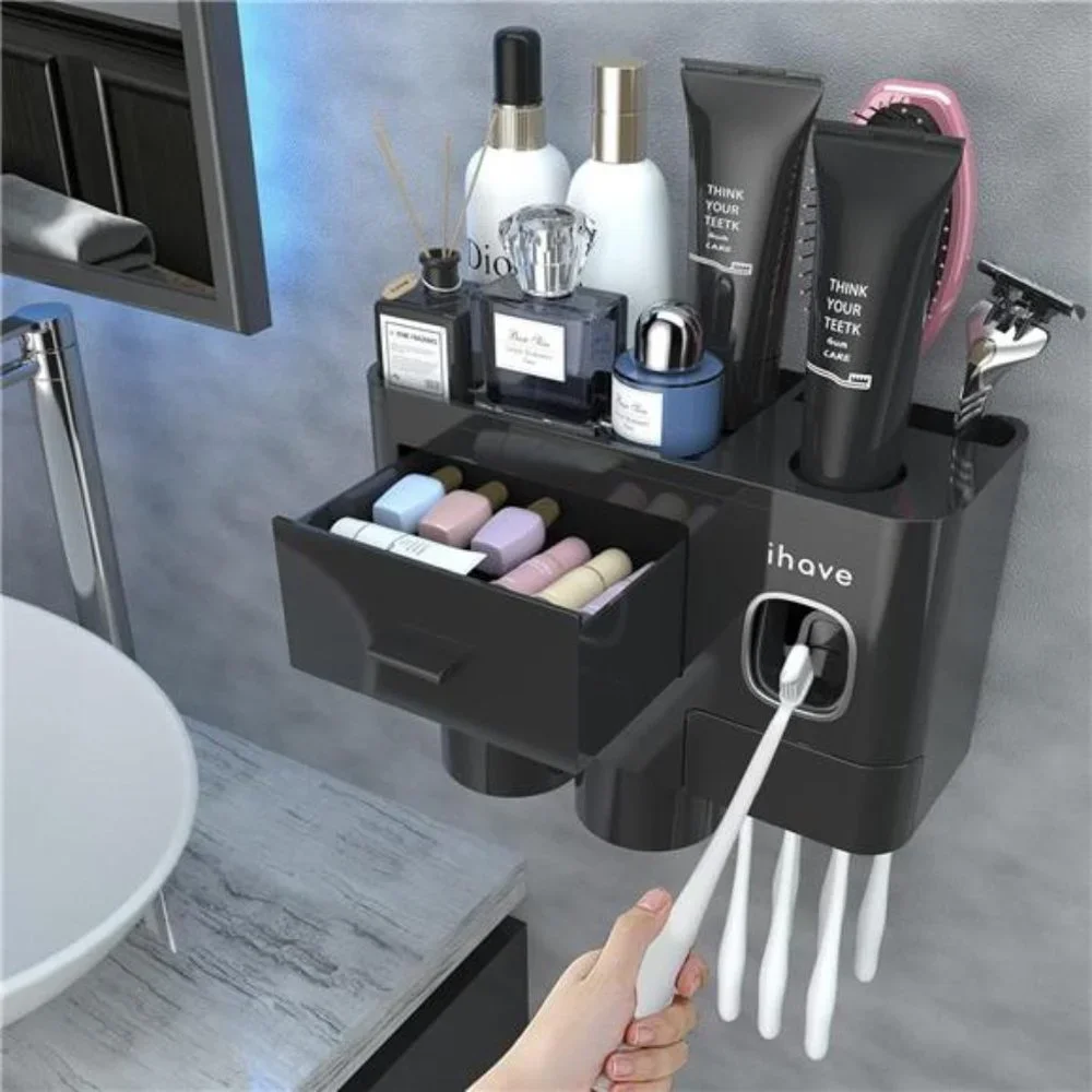Toothbrush Holders for Bathrooms, 2 Cups Toothbrush Holder Wall Mounted